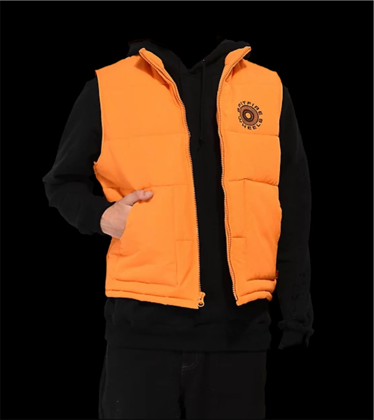 SF CLASSIC '87 SWIRL PUFF VEST S-ORG/BLK