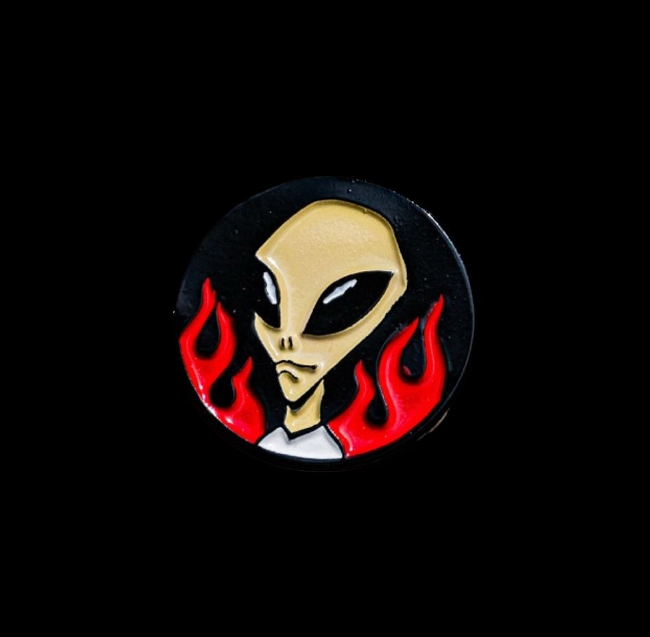 THRASHER X ALIEN WORKSHOP LAPEL PIN. 1”X1”
