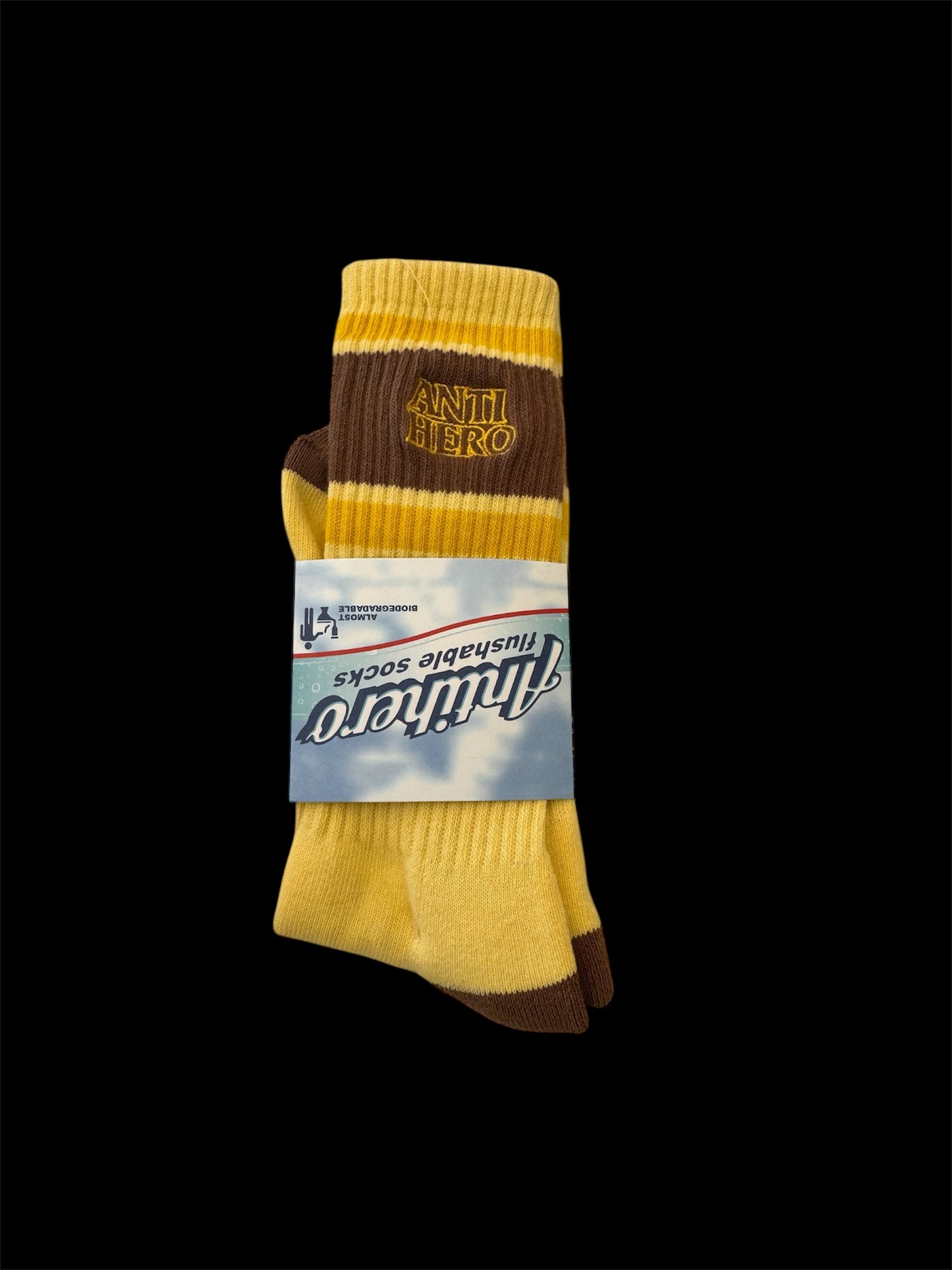 Antihero Block Hero Outline Embroidered Sock Yellow