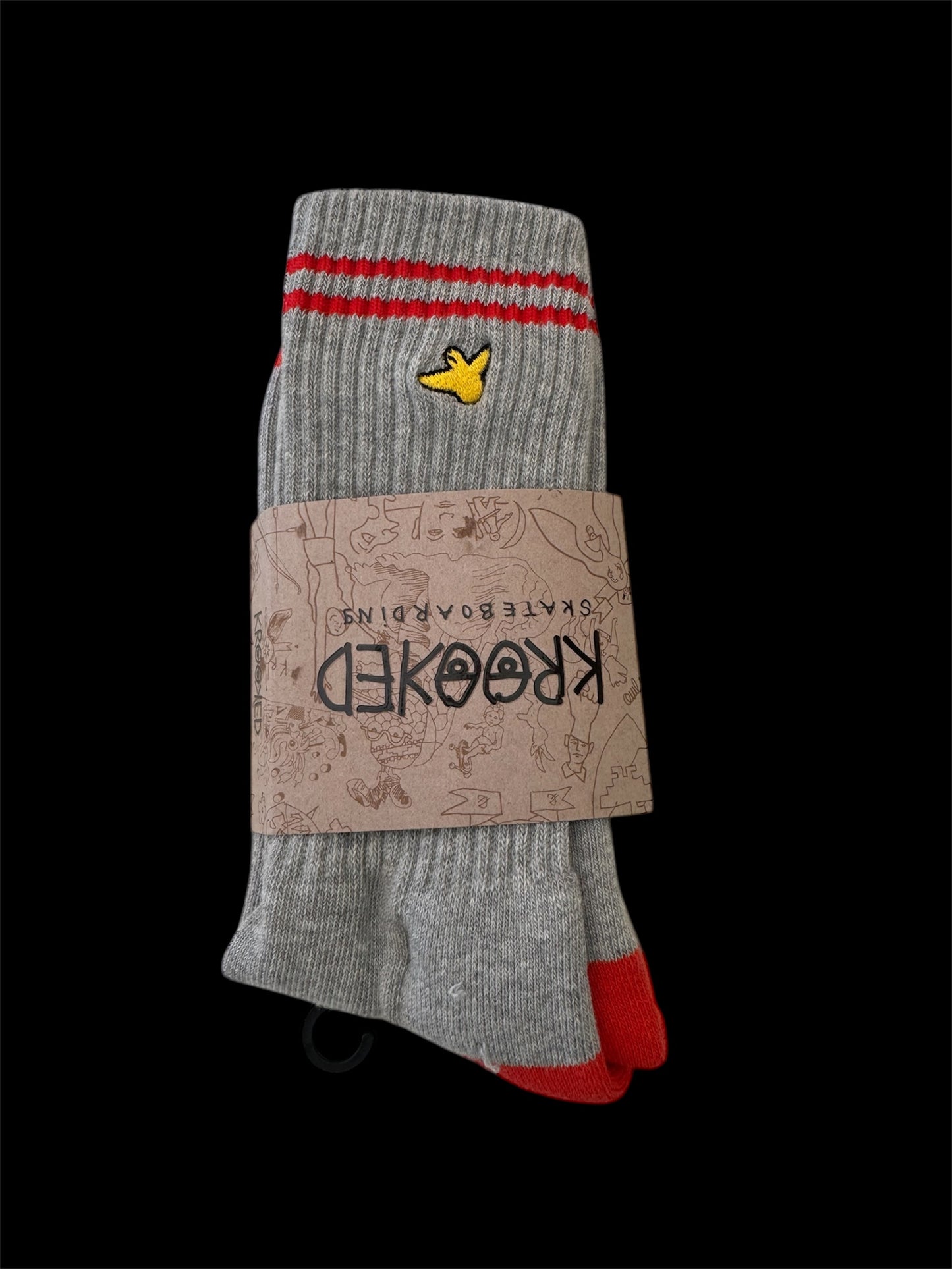KROOKED SHMOO EMB SOCK GRAY / RED / GOLD
