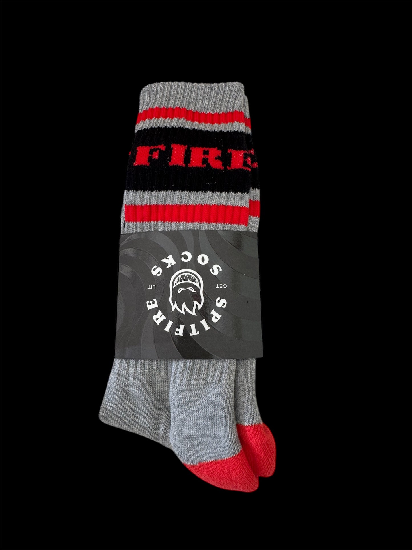 Spitfire Classic 87' Bighead Crew Socks - Heather Grey/Black/Red