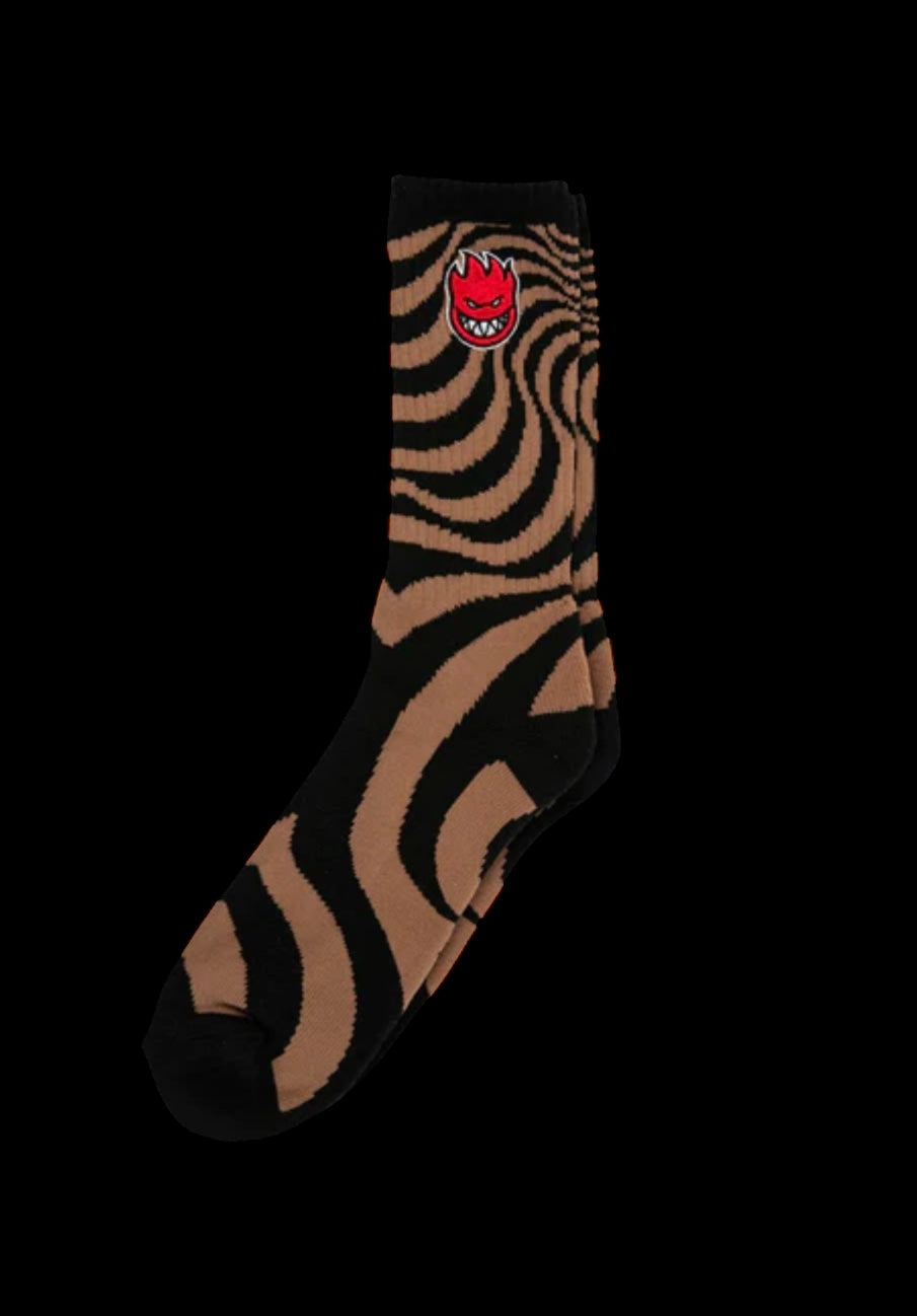Spitfire Bighead Fill Ember Swirl Black & Brown Crew Socks