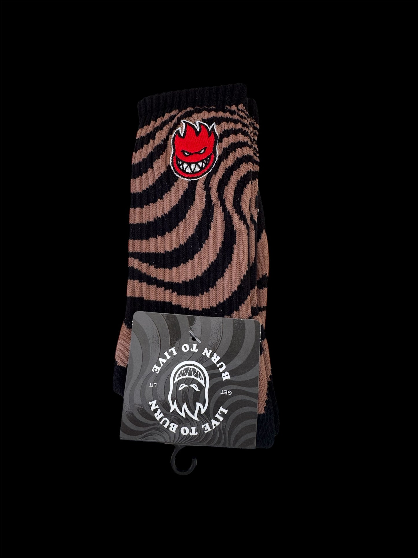 Spitfire Bighead Fill Ember Swirl Black & Brown Crew Socks