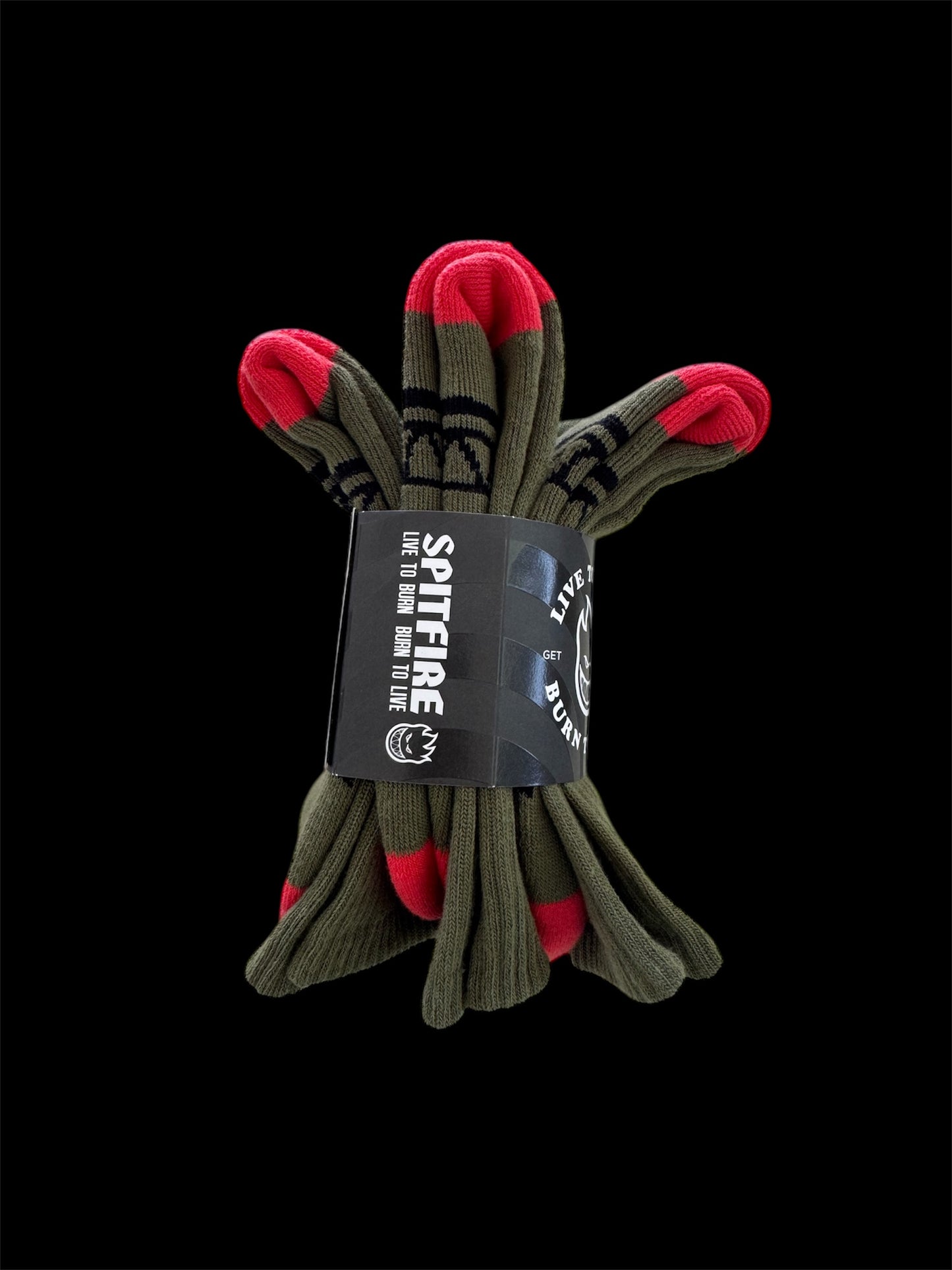 Spitfire Classic 87 Olive Red Black 3 Pairs Mens Socks