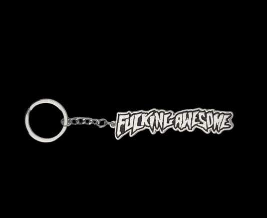 fucking awesome studded stamp keychain 3.5”X1”